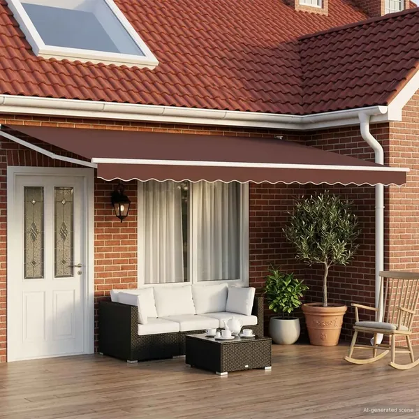 Auvent rétractable électrique Marron et blanc 4 × 3 m