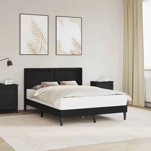 Cadre de lit avec bandes LED Noir 140 x 190 cm Simili cuir