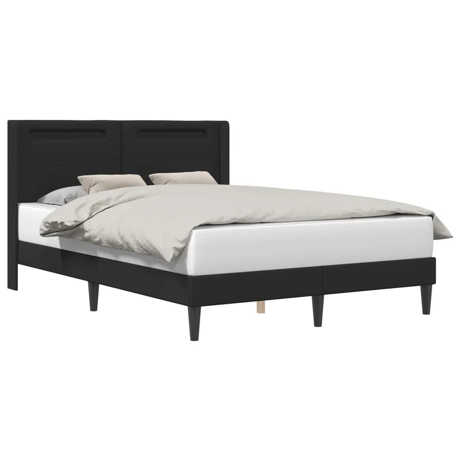 Cadre de lit avec bandes LED Noir 140 x 190 cm Simili cuir - 3