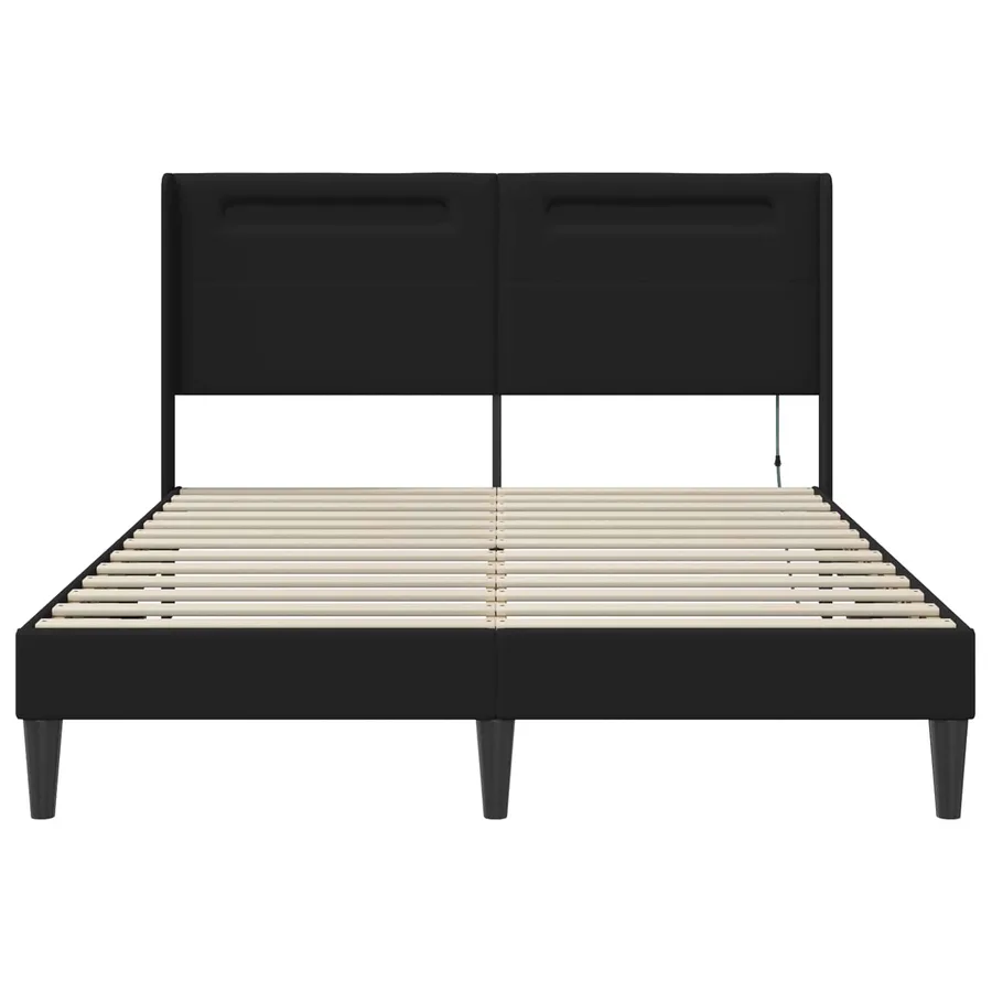 Cadre de lit avec bandes LED Noir 140 x 190 cm Simili cuir - 6