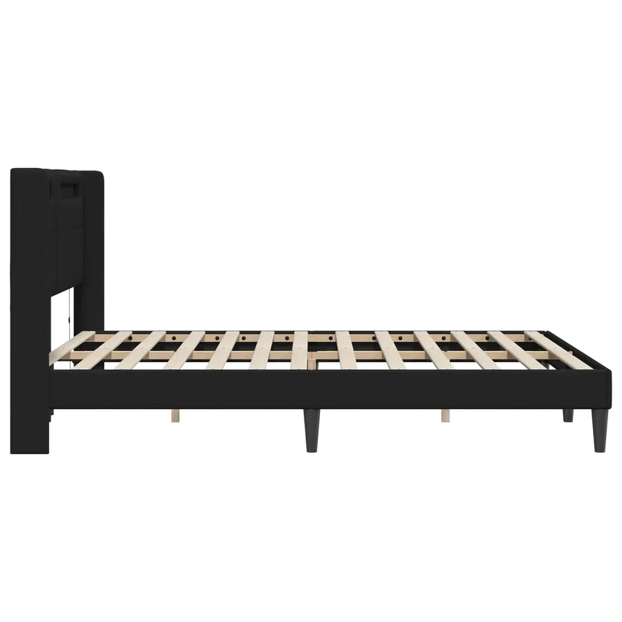 Cadre de lit avec bandes LED Noir 140 x 190 cm Simili cuir - 7