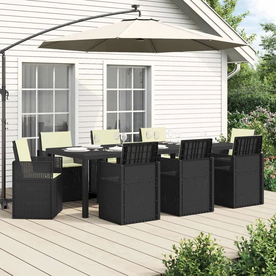Ensemble de salle à manger pour jardin avec coussin 9 pcs PP