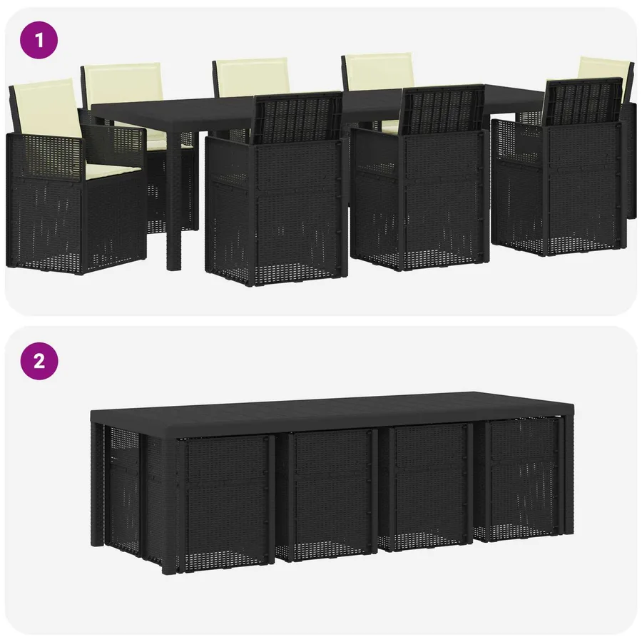 Ensemble de salle à manger pour jardin avec coussin 9 pcs PP - 8