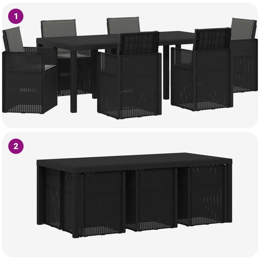 Ensemble de salle à manger pour jardin 7 pcs Anthracite PP - 10