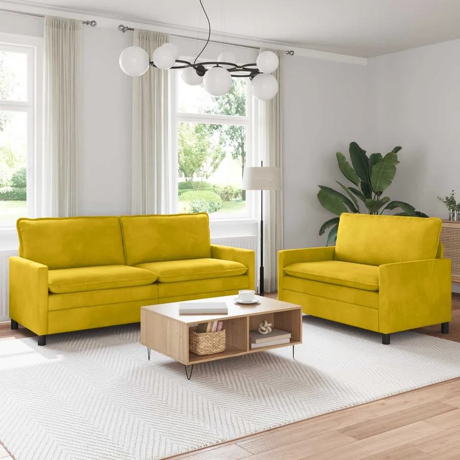 Ensemble de Canapés 2 pcs Jaune Velours