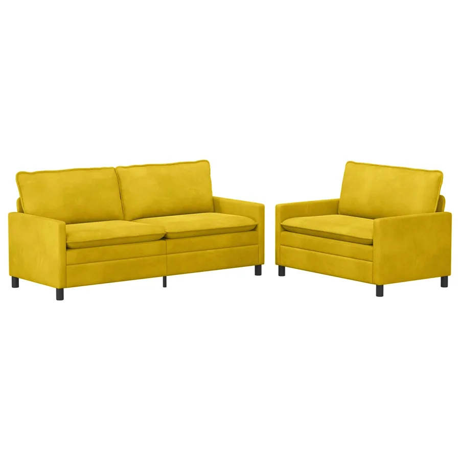 Ensemble de Canapés 2 pcs Jaune Velours - 2