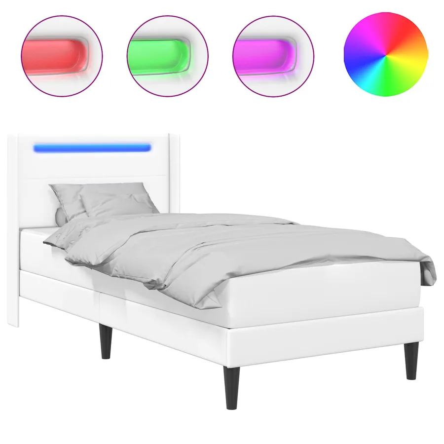 Cadre de lit avec matelas Blanc 90 x 190 cm Simili cuir - 2