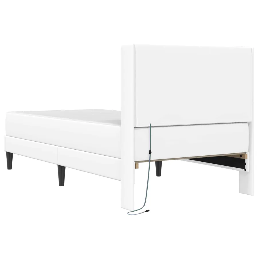 Cadre de lit avec matelas Blanc 90 x 190 cm Simili cuir - 8