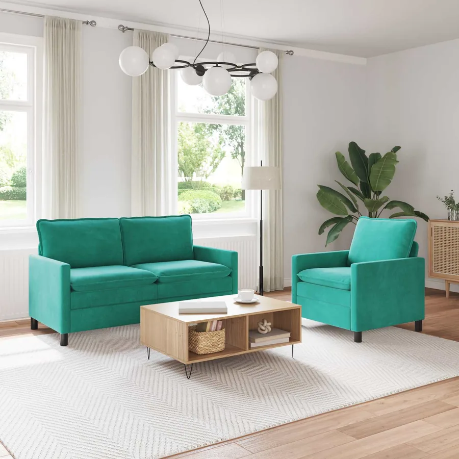 Ensemble de Canapés 2 pcs Turquoise Velours