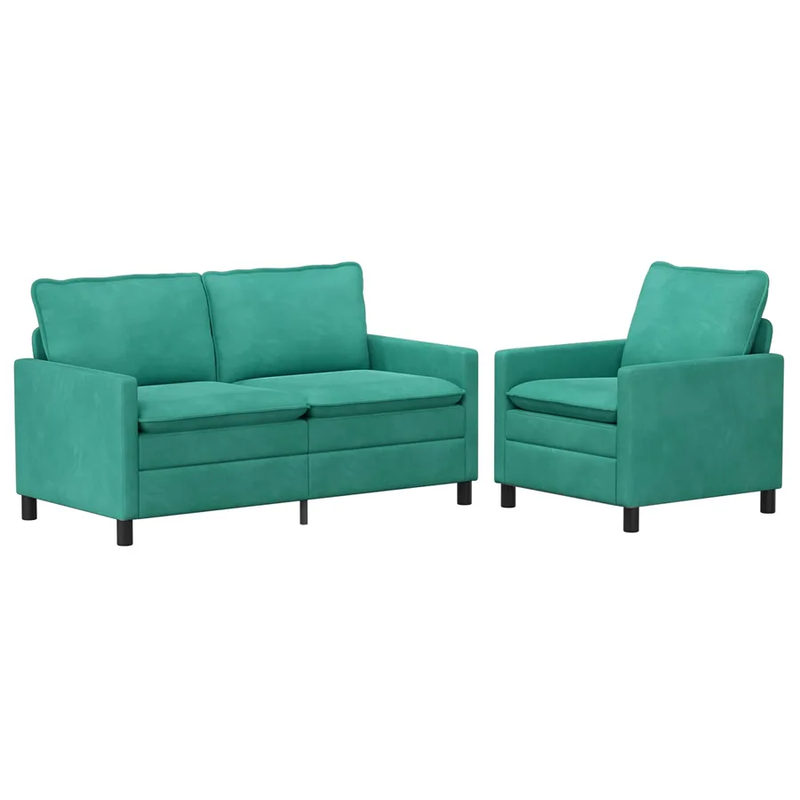 Ensemble de Canapés 2 pcs Turquoise Velours - 2