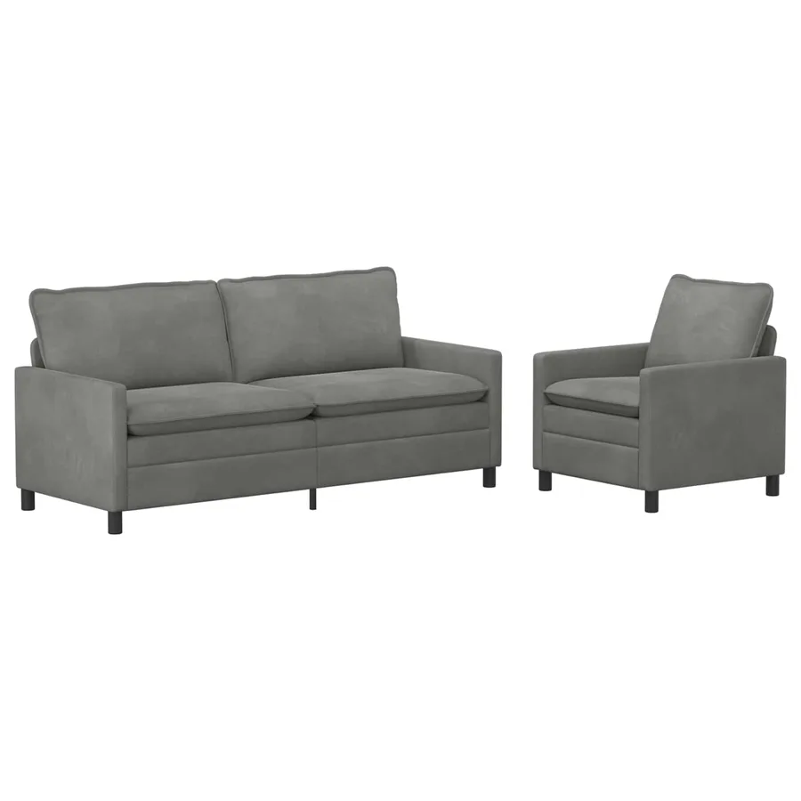 Ensemble de Canapés 2 pcs Gris foncé Velours - 2