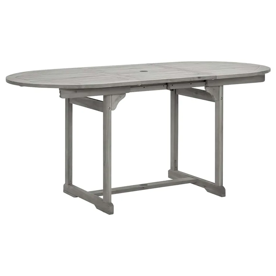 Table à dîner de jardin (120-170)x80x75 cm Bois d'acacia massif - 2