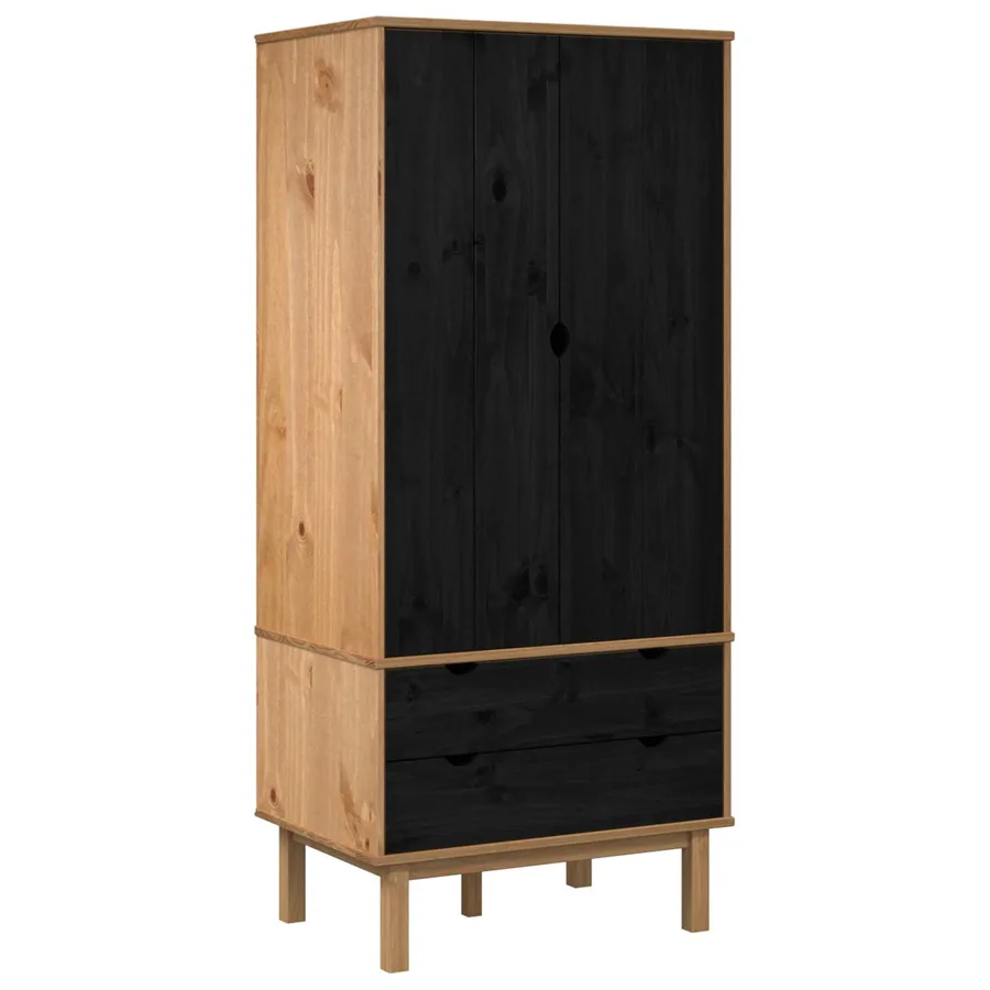 Armoire OTTA Noir 76,5 x 53 x 172 cm Bois de pin massif - 2