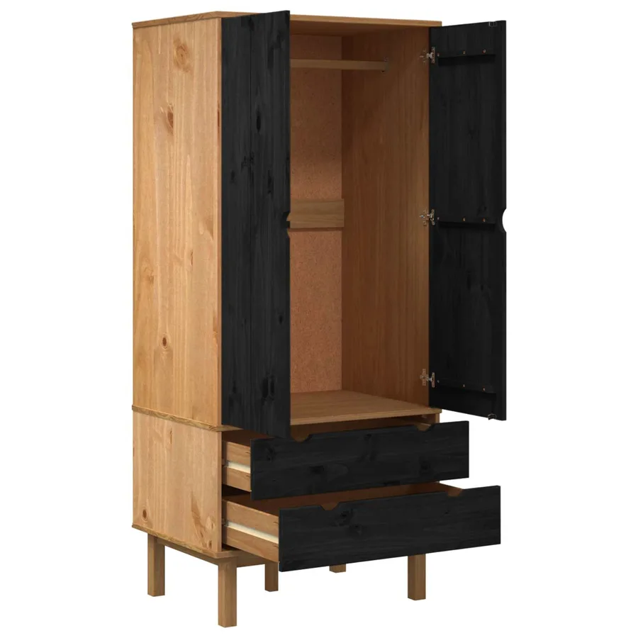 Armoire OTTA Noir 76,5 x 53 x 172 cm Bois de pin massif - 3