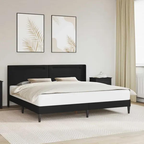 Cadre de lit avec bandes LED Noir 200 x200 cm Simili cuir