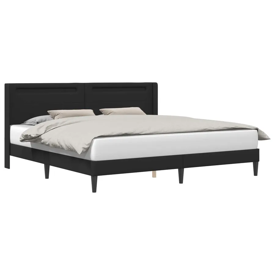 Cadre de lit avec bandes LED Noir 200 x200 cm Simili cuir - 3