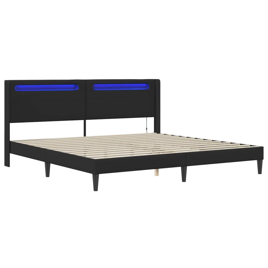 Cadre de lit avec bandes LED Noir 200 x200 cm Simili cuir - 5