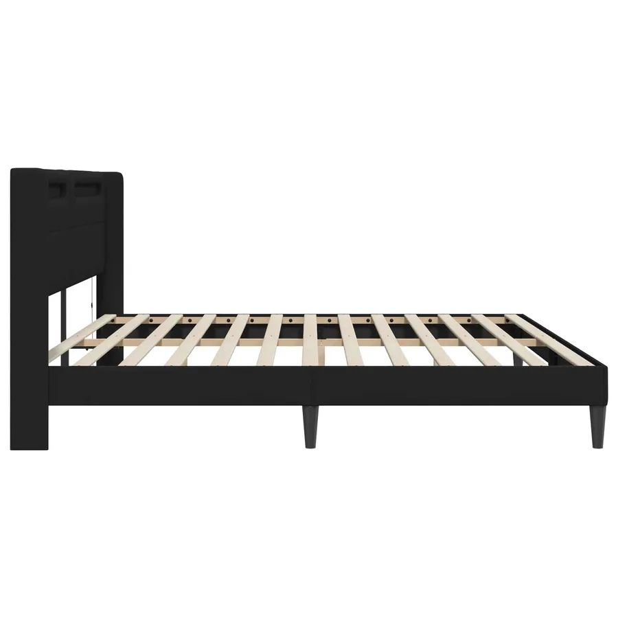 Cadre de lit avec bandes LED Noir 200 x200 cm Simili cuir - 7