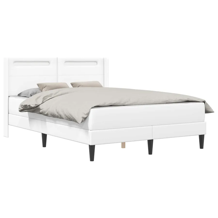 Cadre de lit avec matelas Blanc 140 x 190 cm Simili cuir - 3