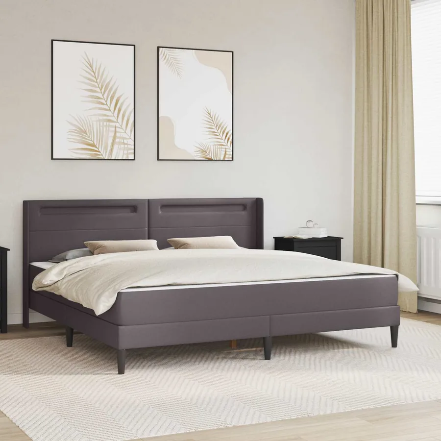 Cadre de lit avec matelas Gris 180 x 200 cm Simili cuir