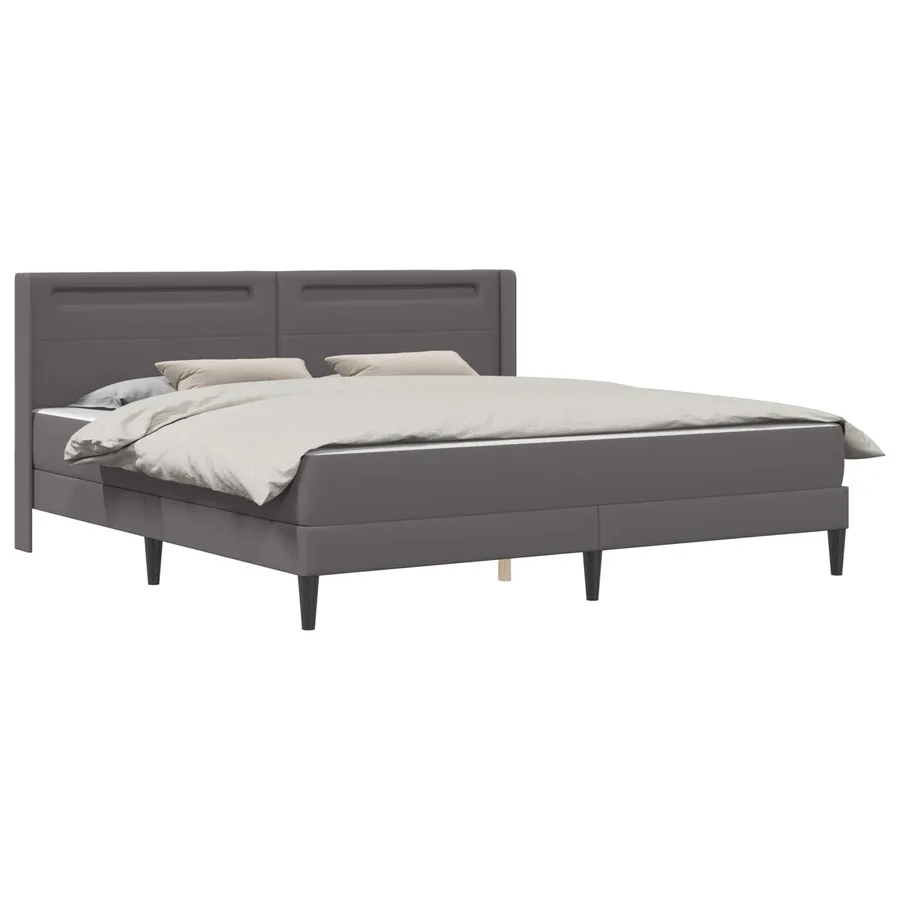 Cadre de lit avec matelas Gris 180 x 200 cm Simili cuir - 3