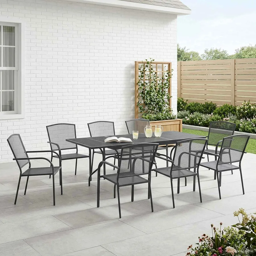 Ensemble de salle à manger pour jardin 9 pcs Anthracite