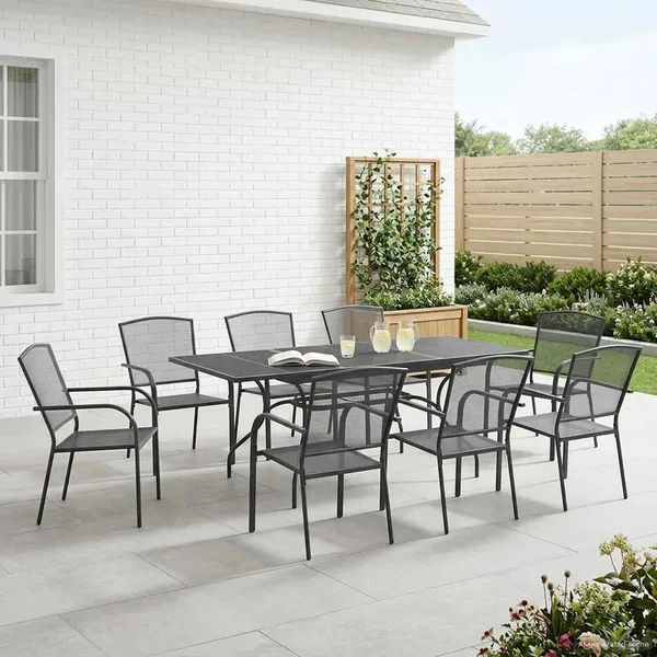 Ensemble de salle à manger pour jardin 9 pcs Anthracite