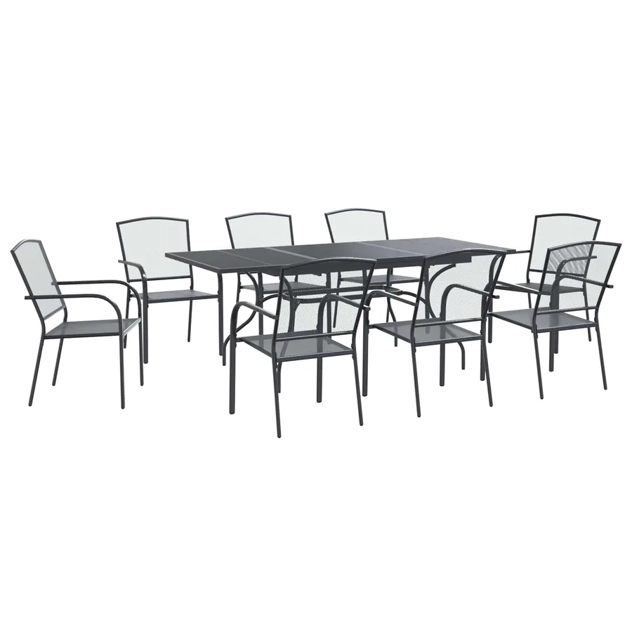 Ensemble de salle à manger pour jardin 9 pcs Anthracite - 2