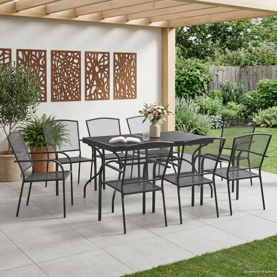 Ensemble de salle à manger pour jardin 9 pcs Anthracite - 3