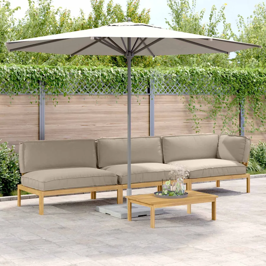 Ensemble de Canapés Uni 4 pcs Taupe Bois d'Acacia Massif