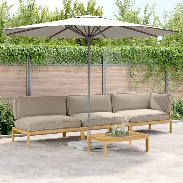 Ensemble de Canapés Uni 4 pcs Taupe Bois d'Acacia Massif