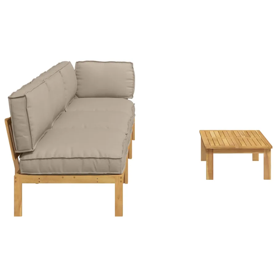 Ensemble de Canapés Uni 4 pcs Taupe Bois d'Acacia Massif - 11