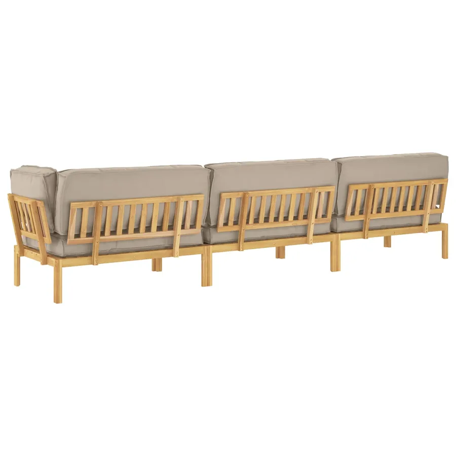 Ensemble de Canapés Uni 4 pcs Taupe Bois d'Acacia Massif - 12