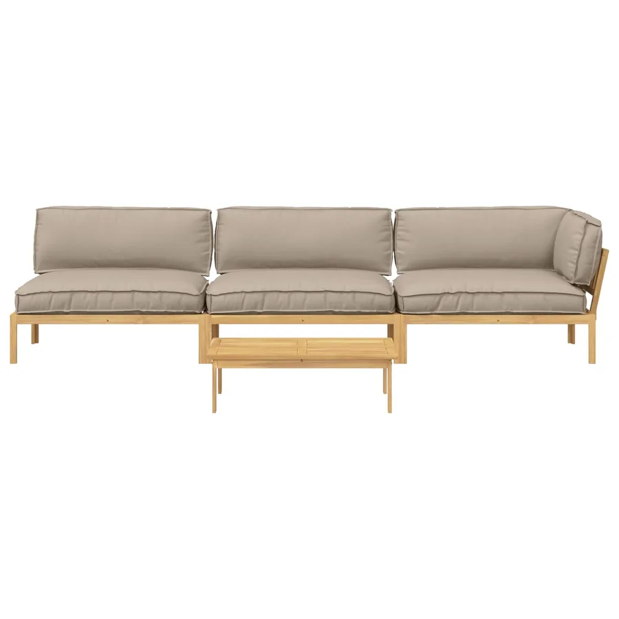 Ensemble de Canapés Uni 4 pcs Taupe Bois d'Acacia Massif - 8