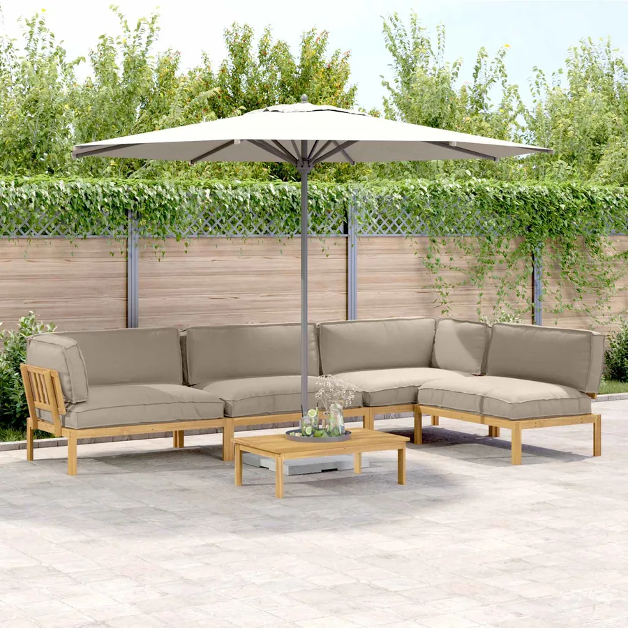 Ensemble de Canapés Uni 5 pcs Taupe Bois d'Acacia Massif