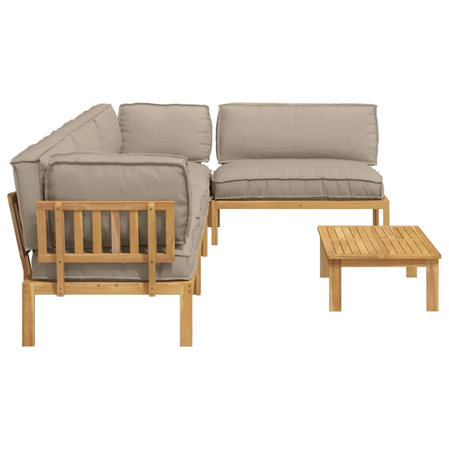 Ensemble de Canapés Uni 5 pcs Taupe Bois d'Acacia Massif - 11