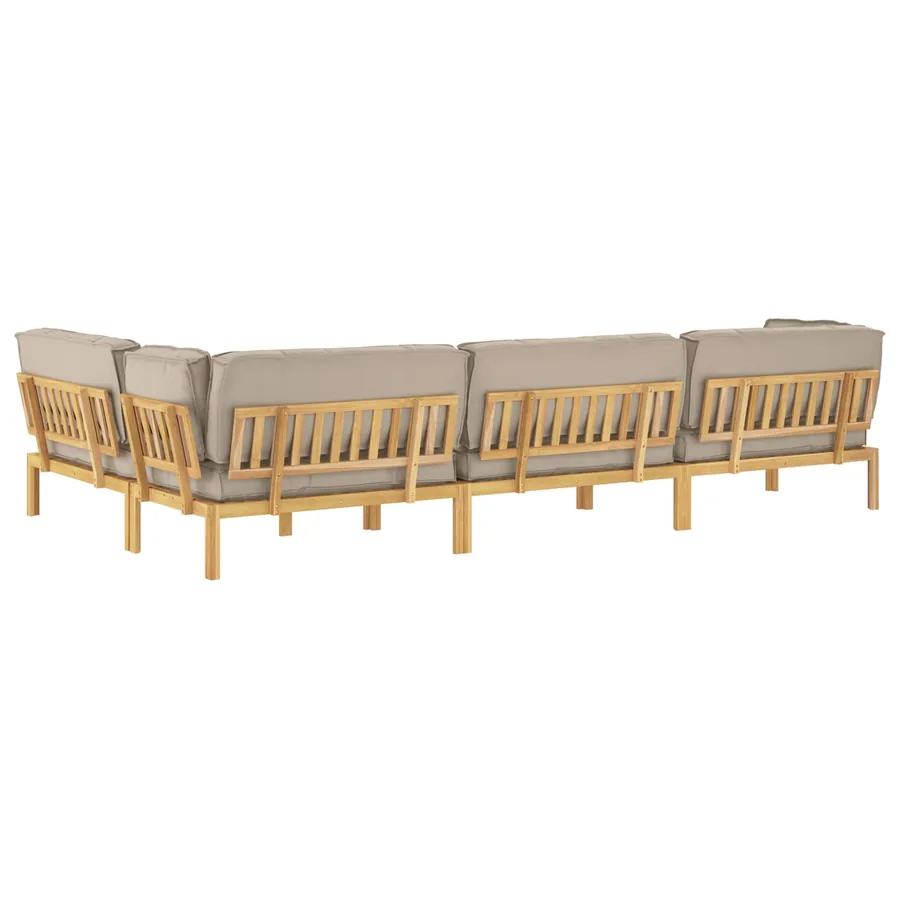 Ensemble de Canapés Uni 5 pcs Taupe Bois d'Acacia Massif - 12