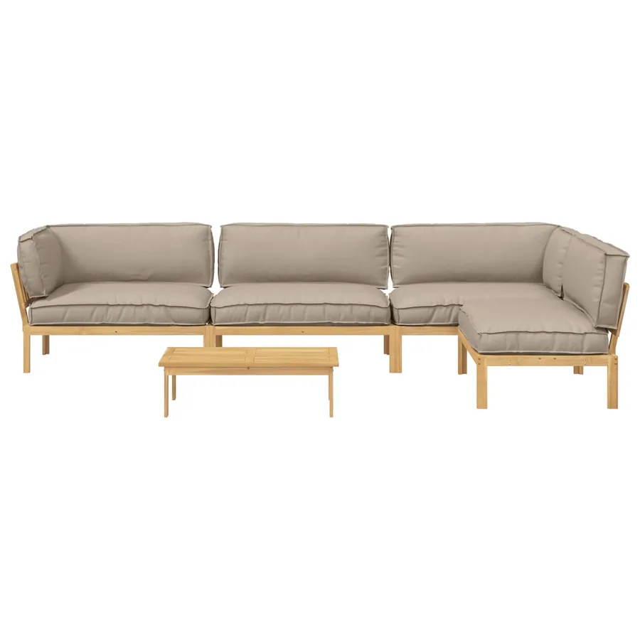 Ensemble de Canapés Uni 5 pcs Taupe Bois d'Acacia Massif - 8