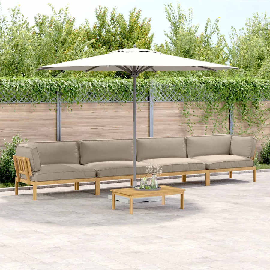Ensemble de Canapés Uni 5 pcs Taupe Bois d'Acacia Massif