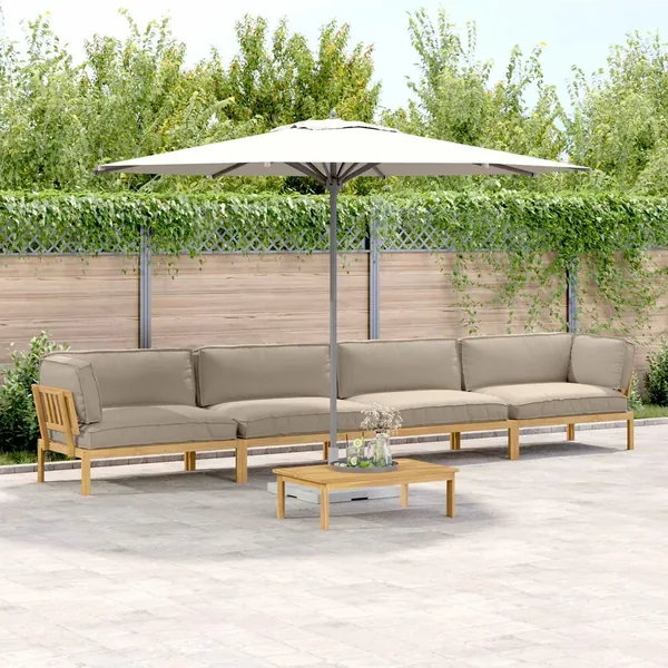 Ensemble de Canapés Uni 5 pcs Taupe Bois d'Acacia Massif