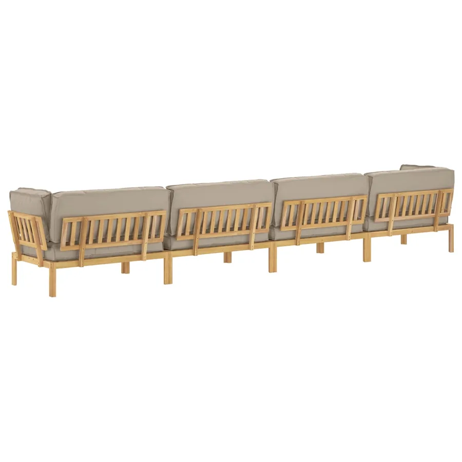 Ensemble de Canapés Uni 5 pcs Taupe Bois d'Acacia Massif - 12