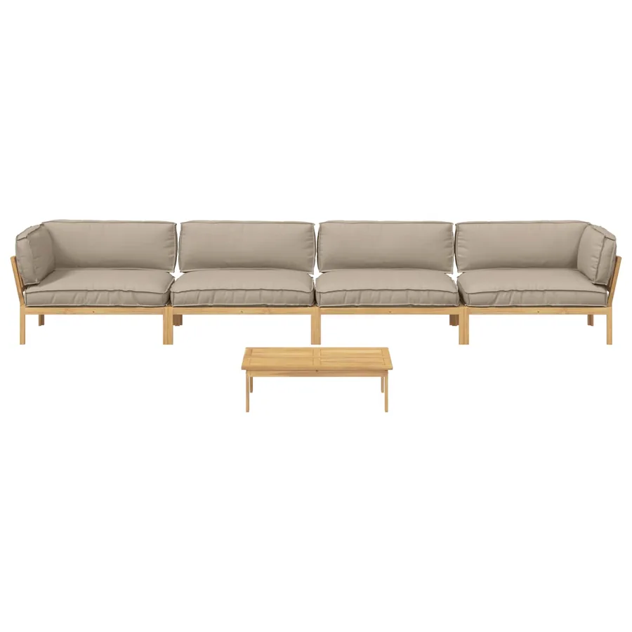 Ensemble de Canapés Uni 5 pcs Taupe Bois d'Acacia Massif - 8