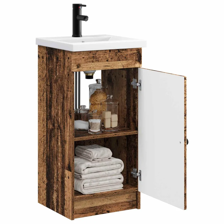 Meuble de salle de bain avec évier Bois ancien - 3