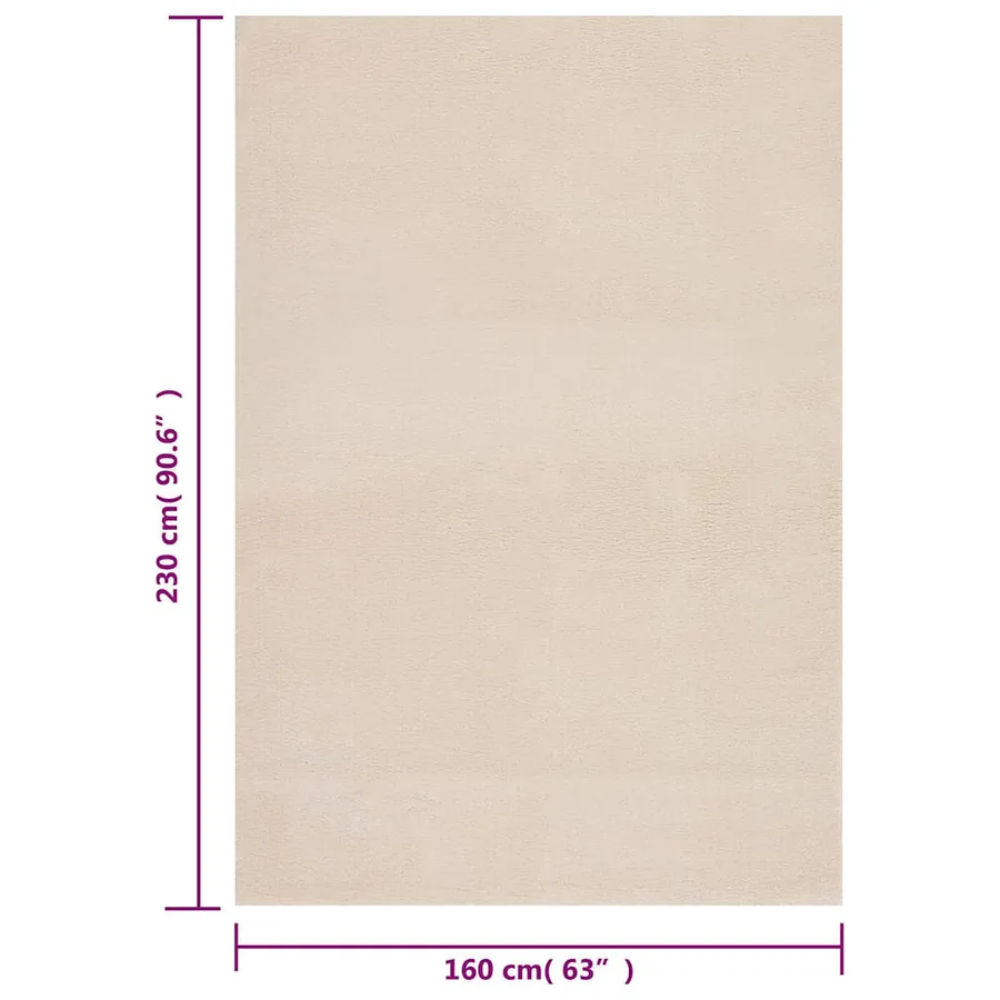 Tapis shaggy doux lavable 160x230 cm Antidérapant Beige - 8