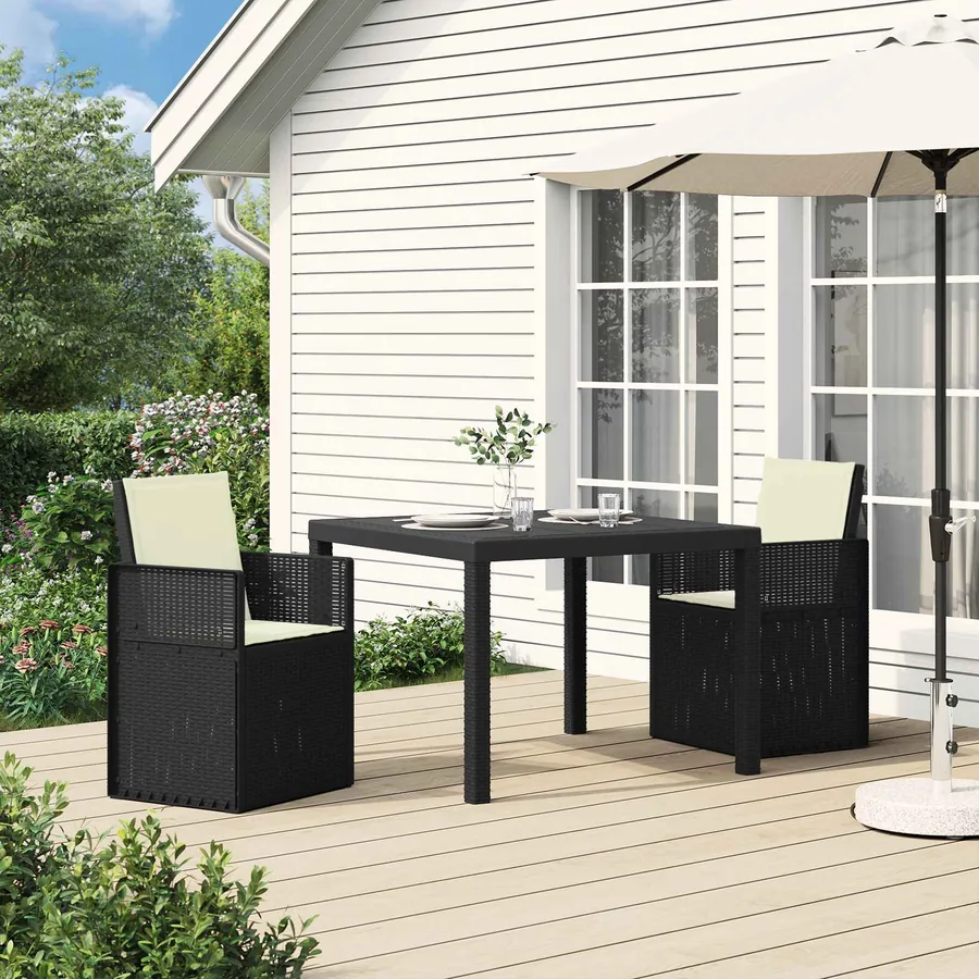 Ensemble de salle à manger pour jardin avec coussin 3 pcs PP