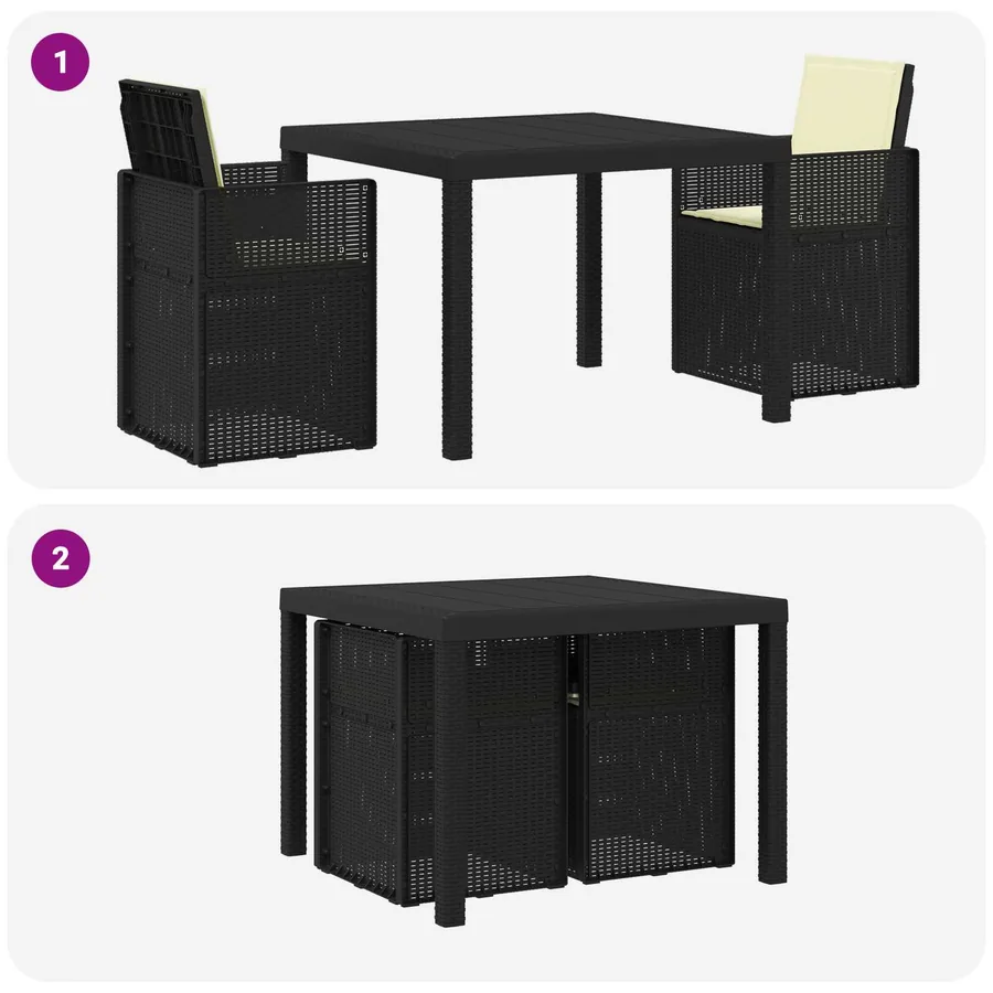Ensemble de salle à manger pour jardin avec coussin 3 pcs PP - 8