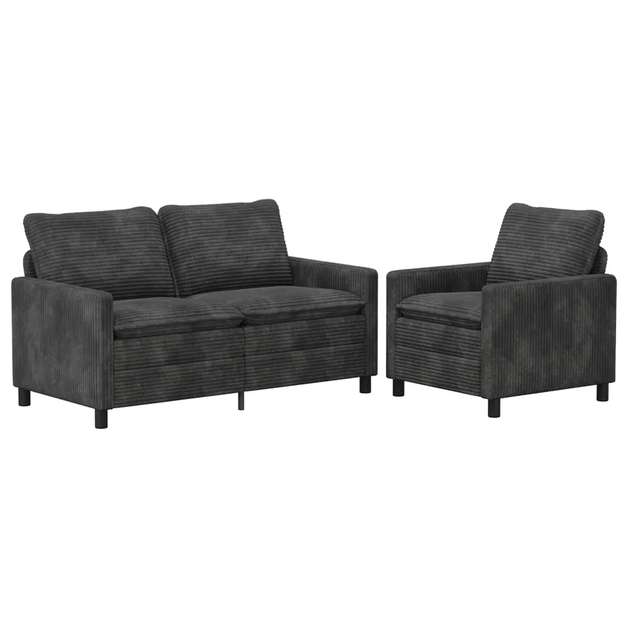 Ensemble de Canapés 2 pcs Gris foncé Polyester - 2