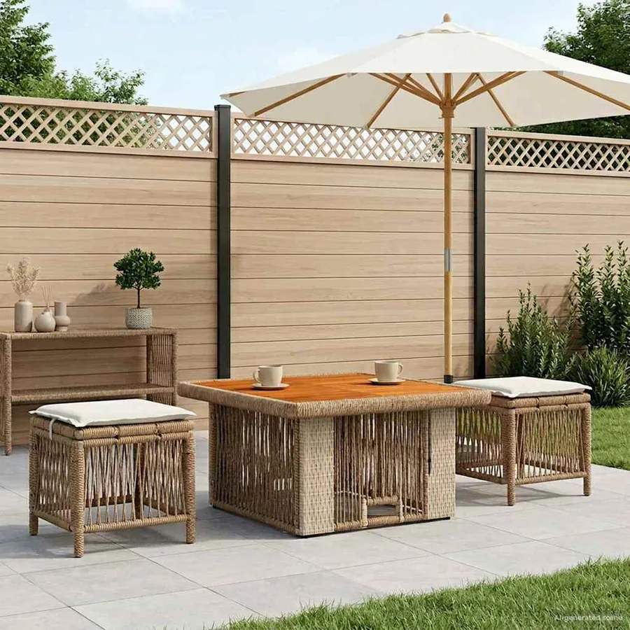 Ensemble de salle à manger pour jardin 3 pcs Beige et crème