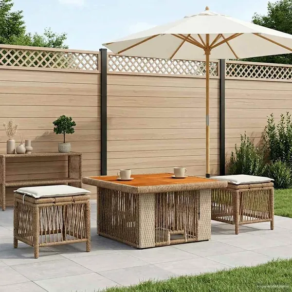 Ensemble de salle à manger pour jardin 3 pcs Beige et crème
