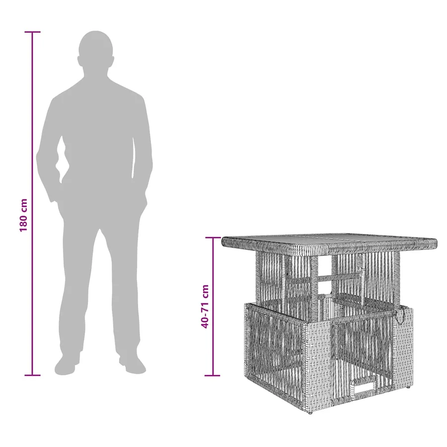 Ensemble de salle à manger pour jardin 3 pcs Beige et crème - 12
